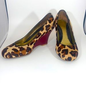 Kenneth Cole Faux leopard fur wedges.  Size 7.